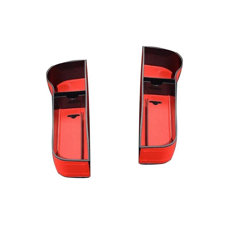 PU Leather Seat Side Gap Storage Box with Phone and Bottle Holder for Car Interior - Yellow