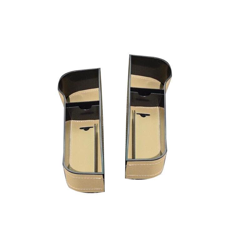 PU Leather Seat Side Gap Storage Box with Phone and Bottle Holder for Car Interior - Brown