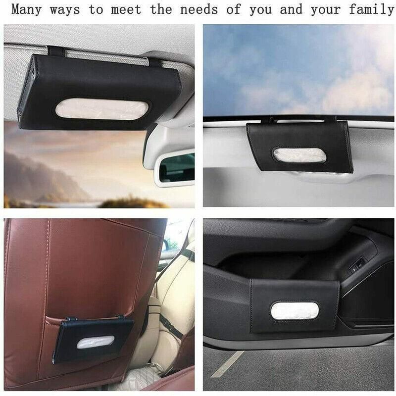 Car Tissue Box Cover Towel Sun Visor Paper Napkin Case Holder Organizer Storage