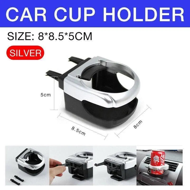 Silver Car Cup Holder Air Vent Mount Drink Can Holder Tray for Vehicle Dashboard