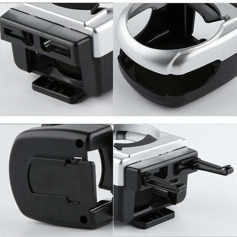 Silver Car Cup Holder Air Vent Mount Drink Can Holder Tray for Vehicle Dashboard