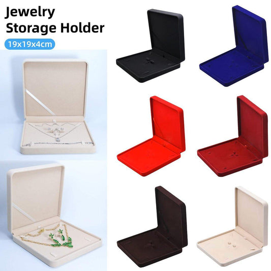 Flannel Jewelry Gift Box Necklace Ring Earring Bracelet Storage Display Case - Red