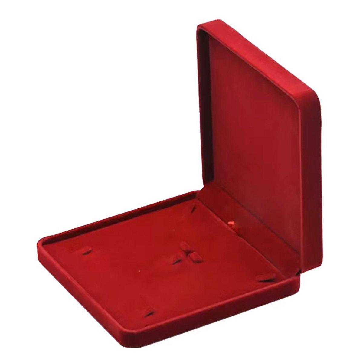 Flannel Jewelry Gift Box Necklace Ring Earring Bracelet Storage Display Case - Red