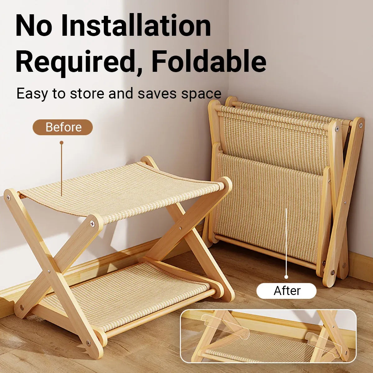 Sisal Double Layer Cat Scratching Board Foldable for Indoor Cats