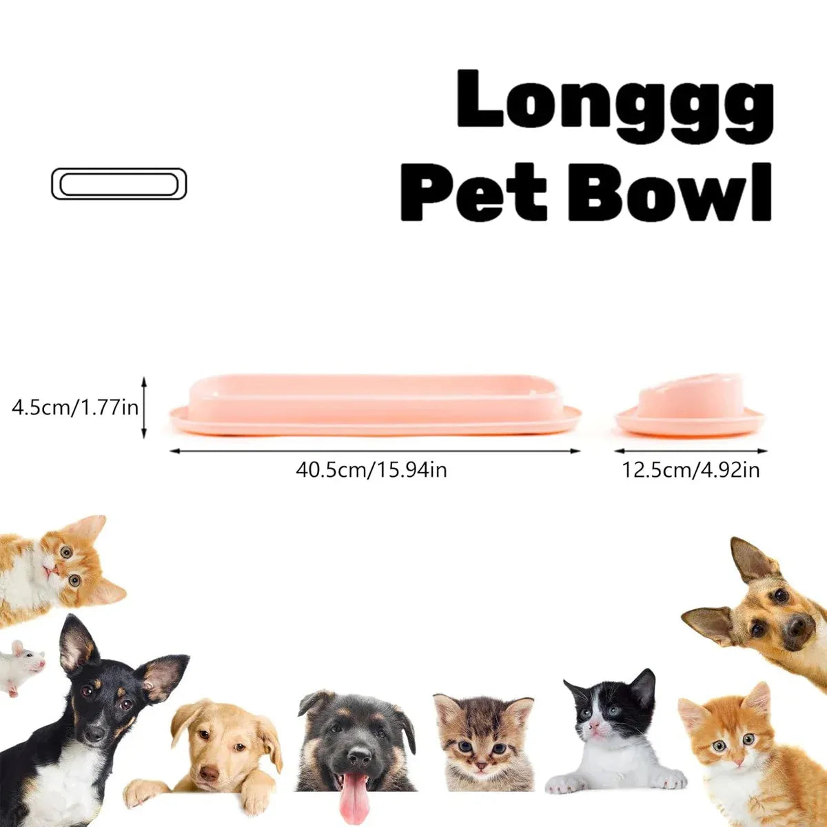Extended Cat Bowl Pet Bowl Feeding Basin Drinking Water Cat Bowl for Cats - Pink