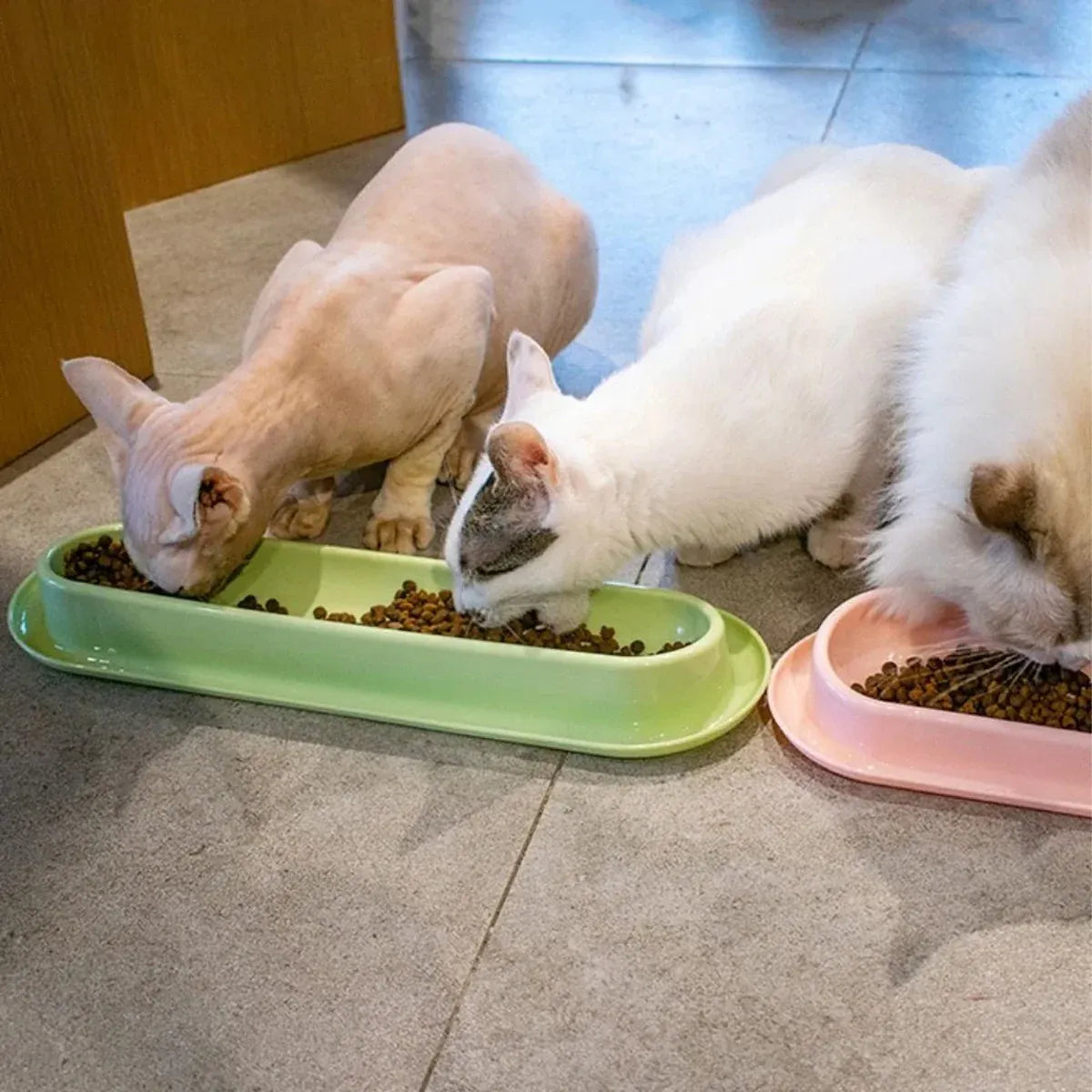 Extended Cat Bowl Pet Bowl Feeding Basin Drinking Water Cat Bowl for Cats - Pink