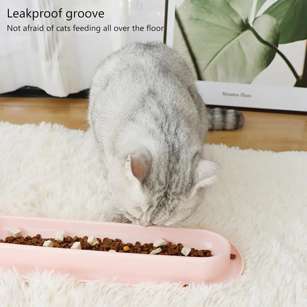 Extended Cat Bowl Pet Bowl Feeding Basin Drinking Water Cat Bowl for Cats - Yellow
