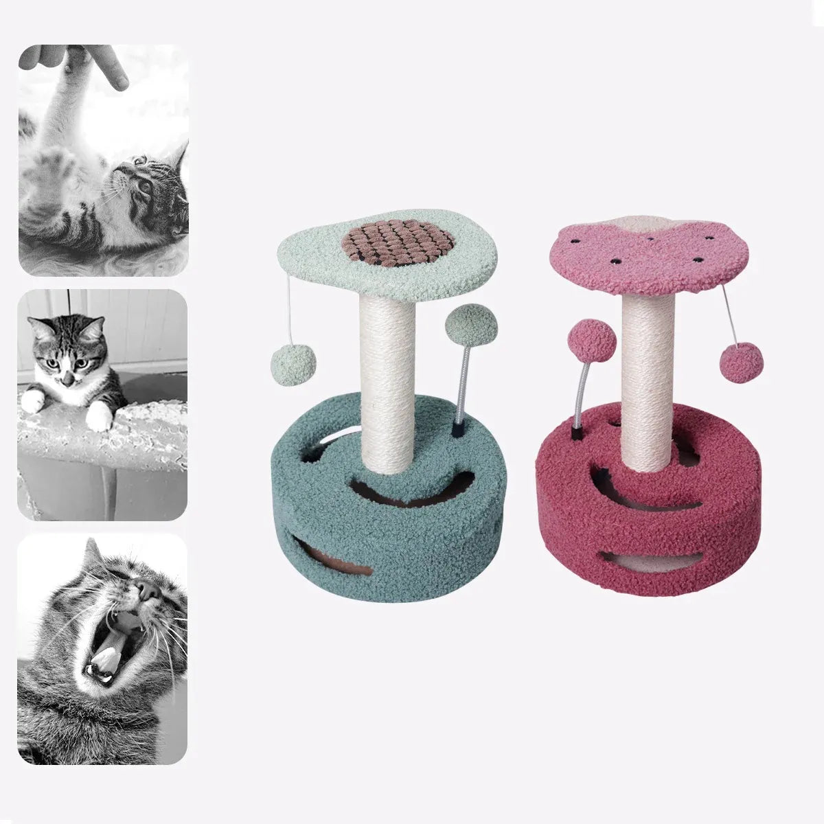 Cat Climbing Toy Small Jump Platform with Claw Scratching Board for Kittens Play - Green