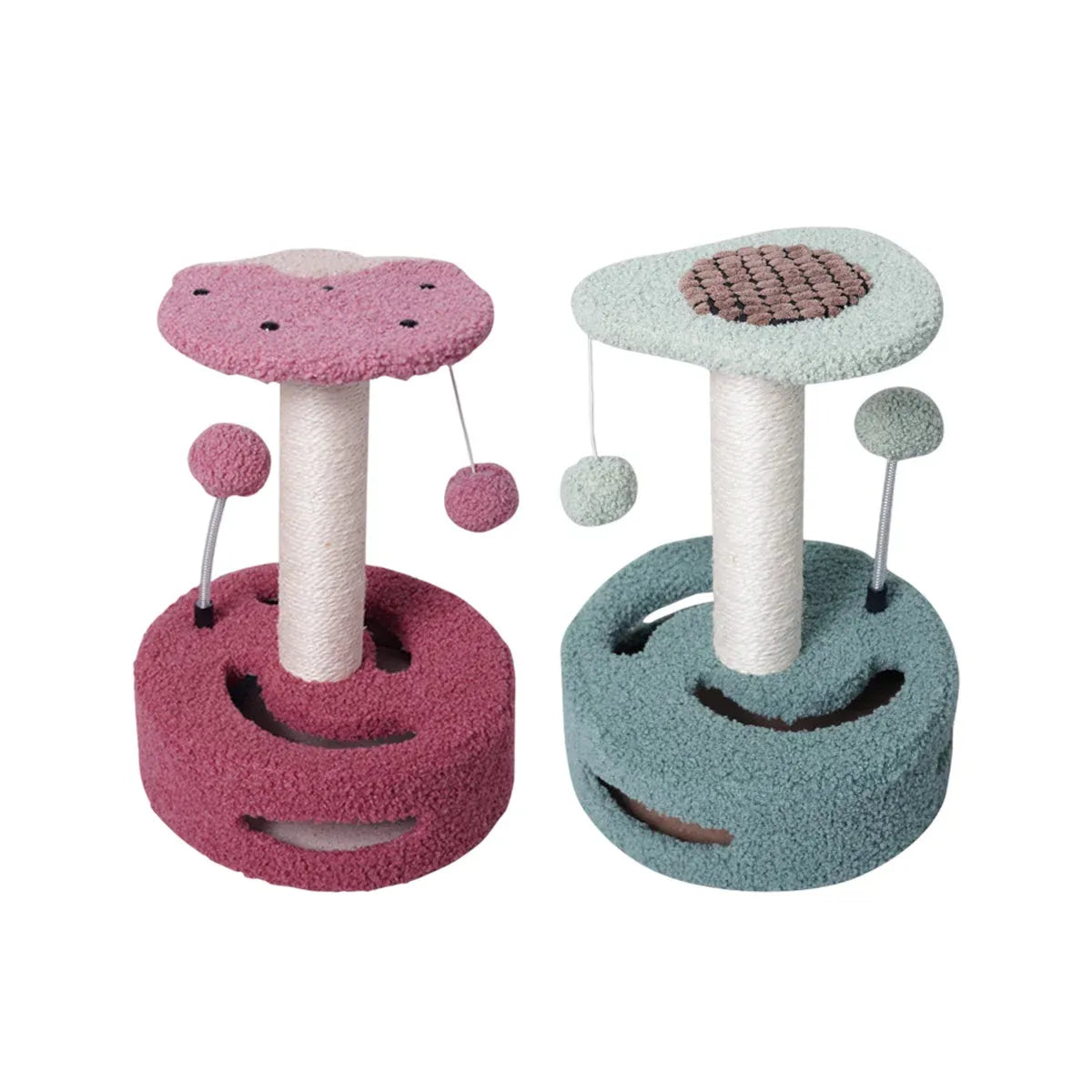 Cat Climbing Toy Small Jump Platform with Claw Scratching Board for Kittens Play - Pink