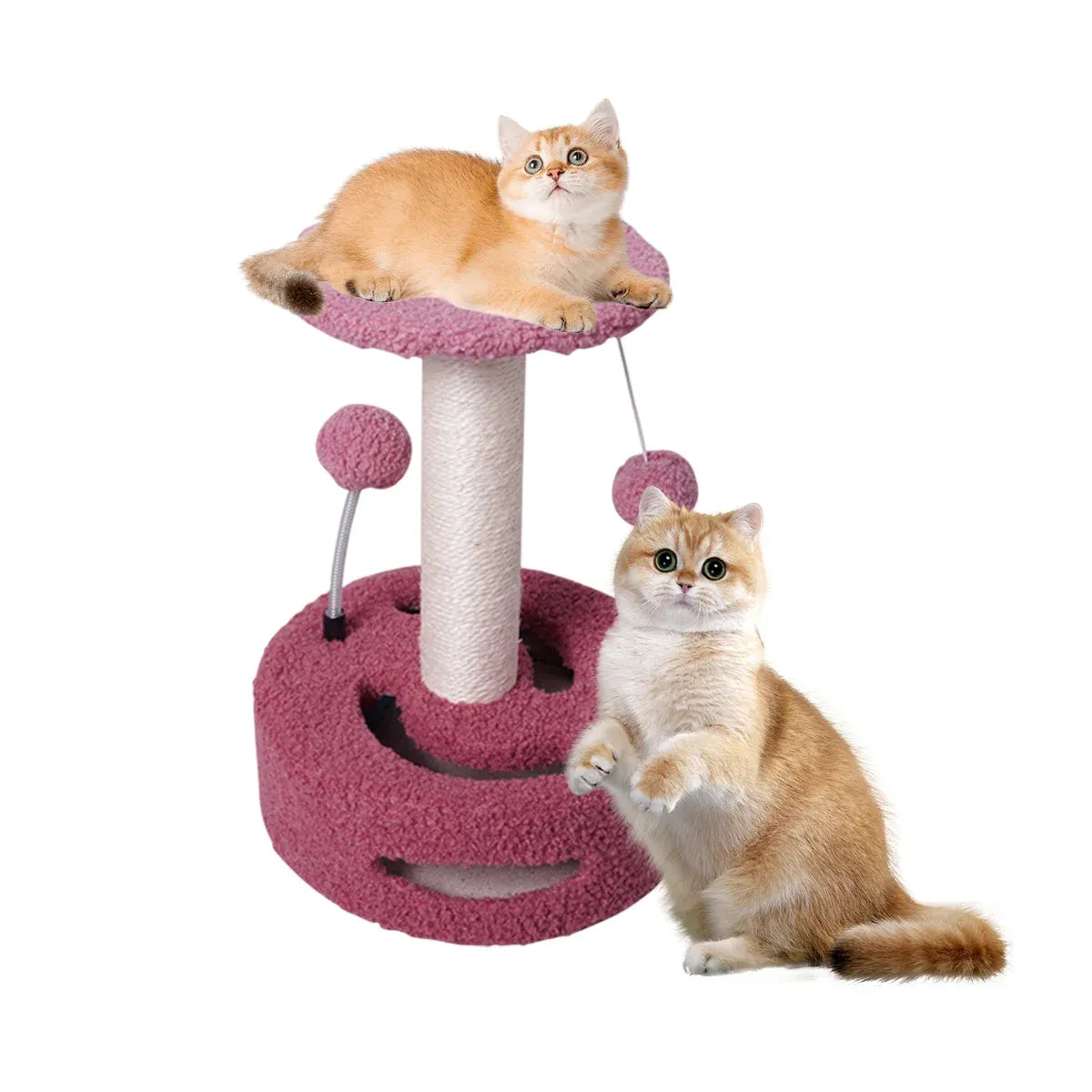 Cat Climbing Toy Small Jump Platform with Claw Scratching Board for Kittens Play - Pink