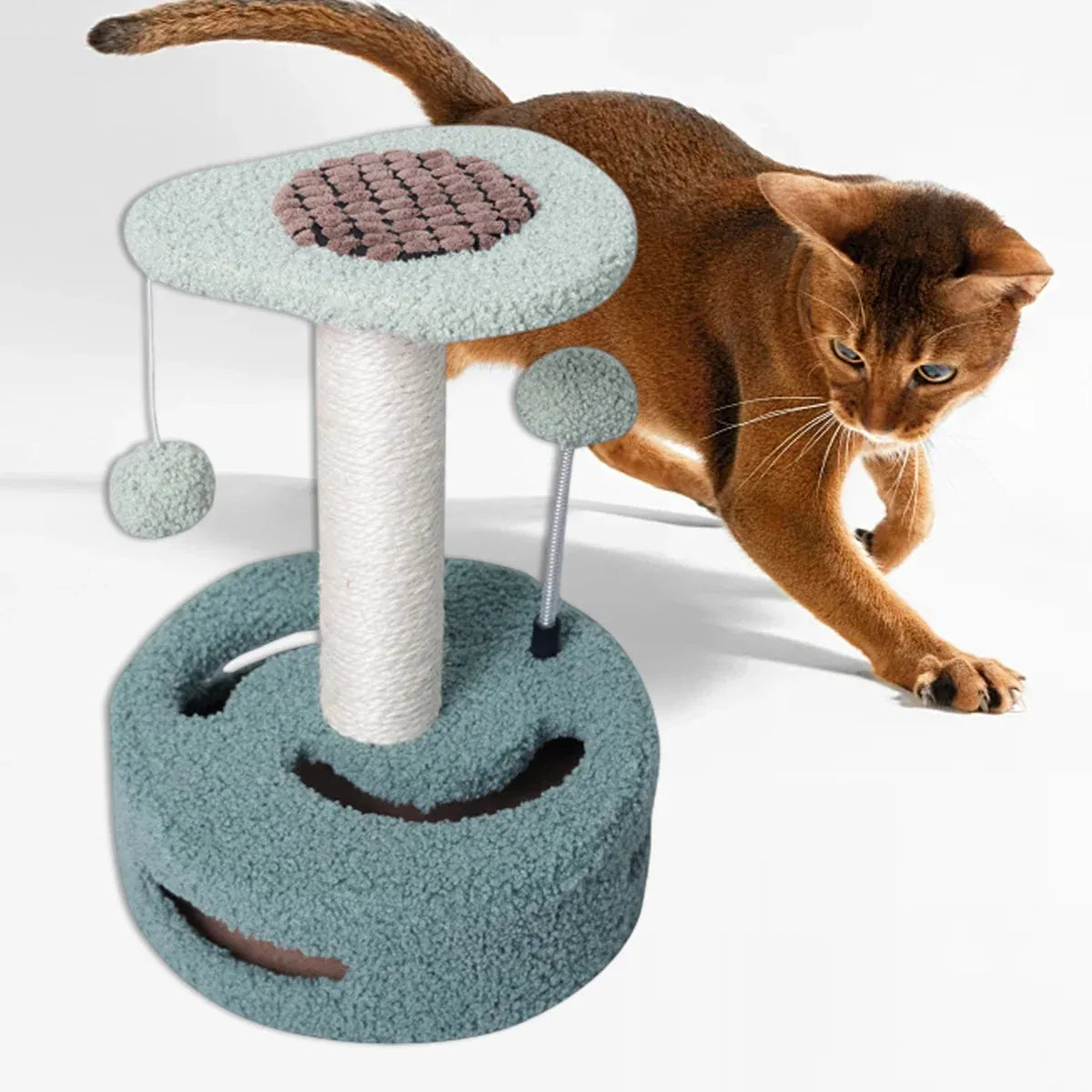 Cat Climbing Toy Small Jump Platform with Claw Scratching Board for Kittens Play - Pink