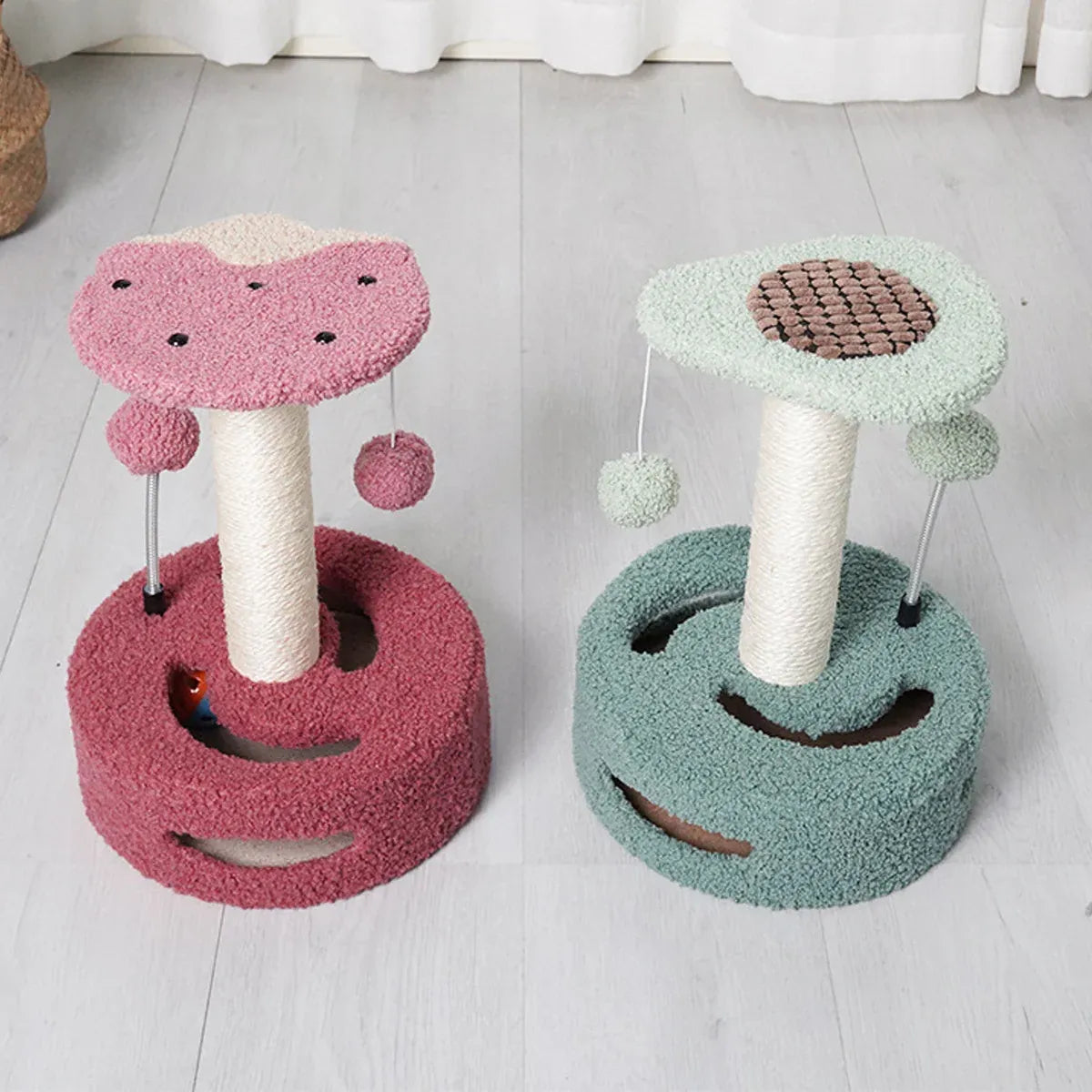 Cat Climbing Toy Small Jump Platform with Claw Scratching Board for Kittens Play - Pink