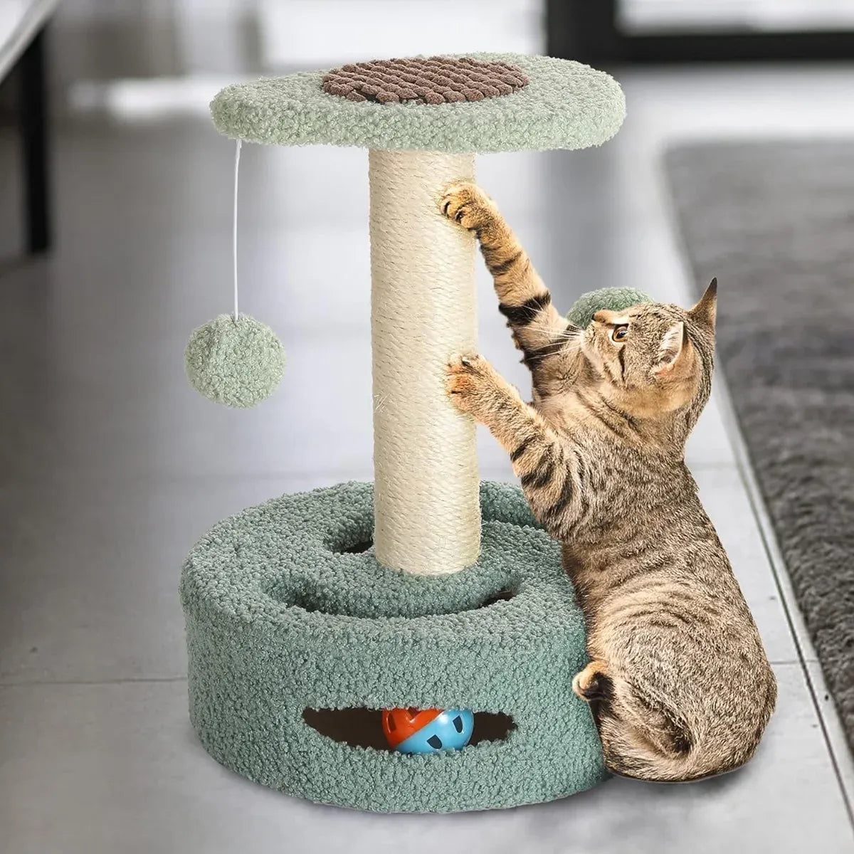 Cat Climbing Toy Small Jump Platform with Claw Scratching Board for Kittens Play - Pink