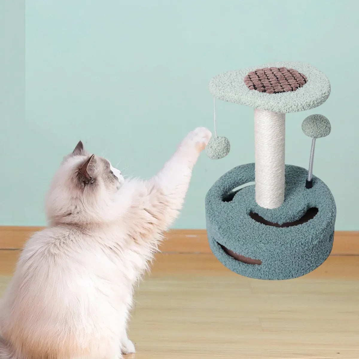 Cat Climbing Toy Small Jump Platform with Claw Scratching Board for Kittens Play - Pink
