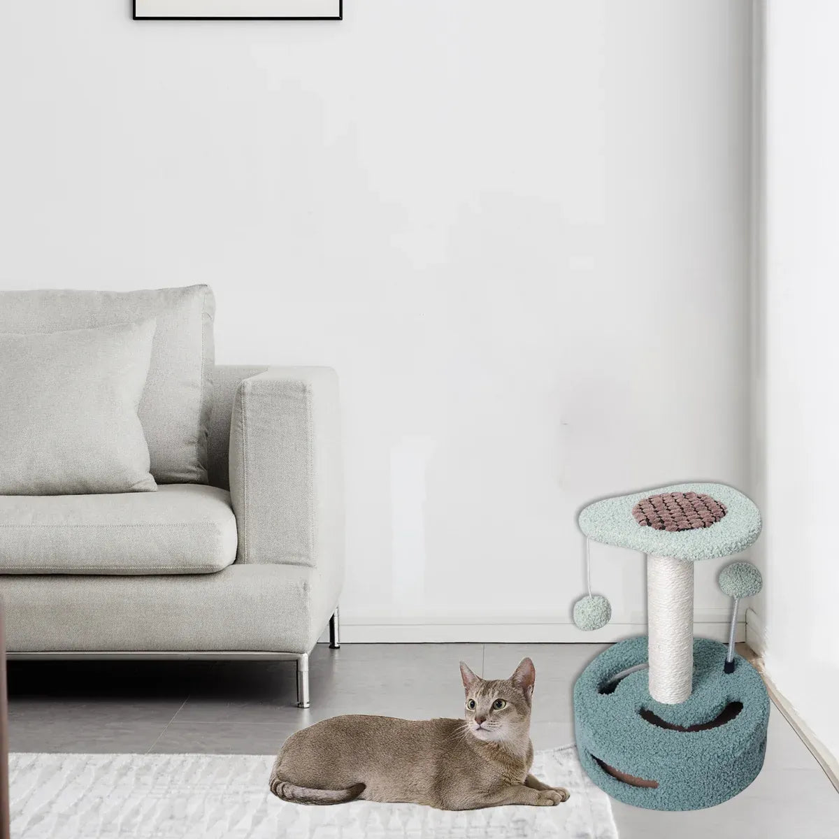 Cat Climbing Toy Small Jump Platform with Claw Scratching Board for Kittens Play - Pink