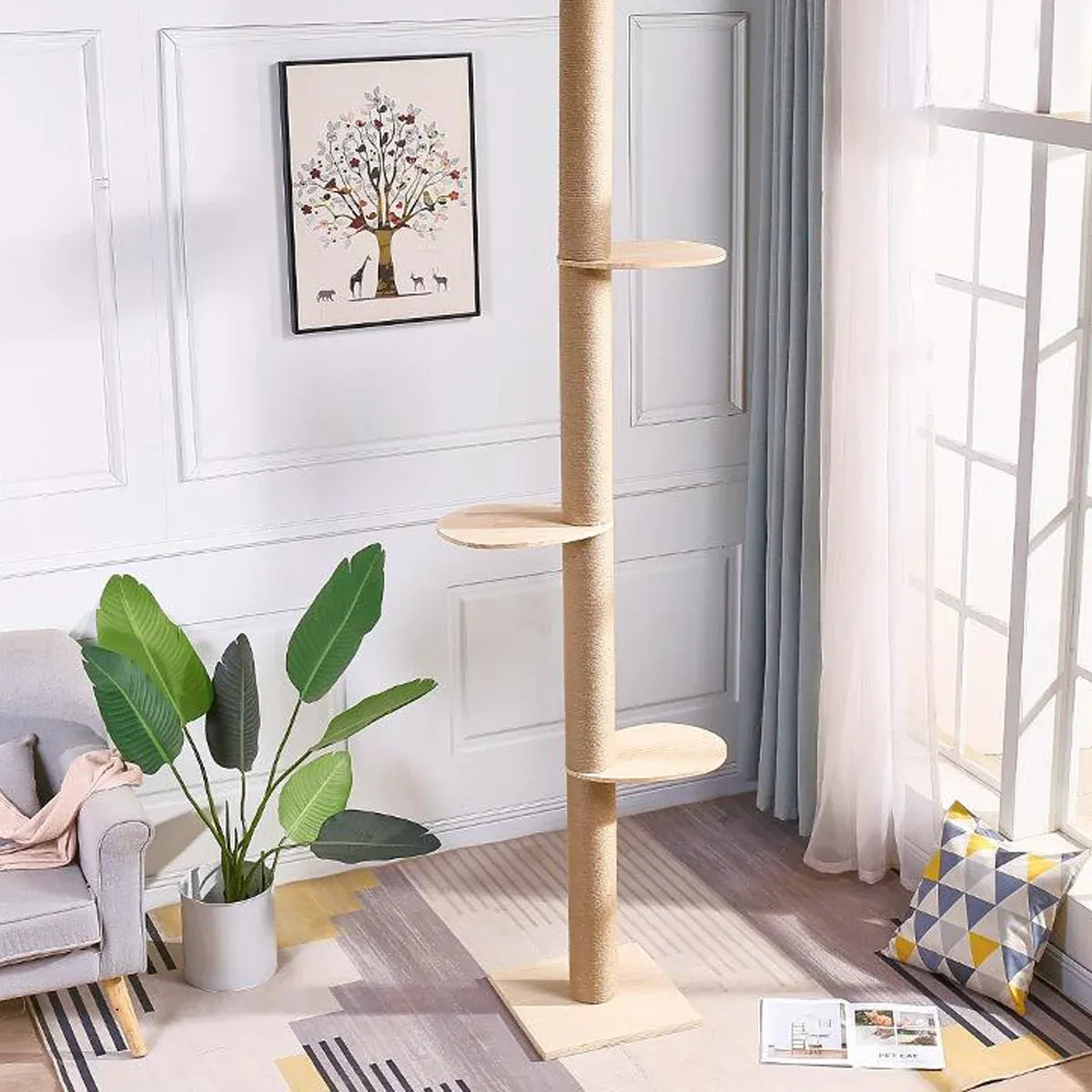 Cat Toy Cat Climbing Frame Floor Standing Multi Functional Cat Tree Pet Furniture - Cat Tree with Bowl