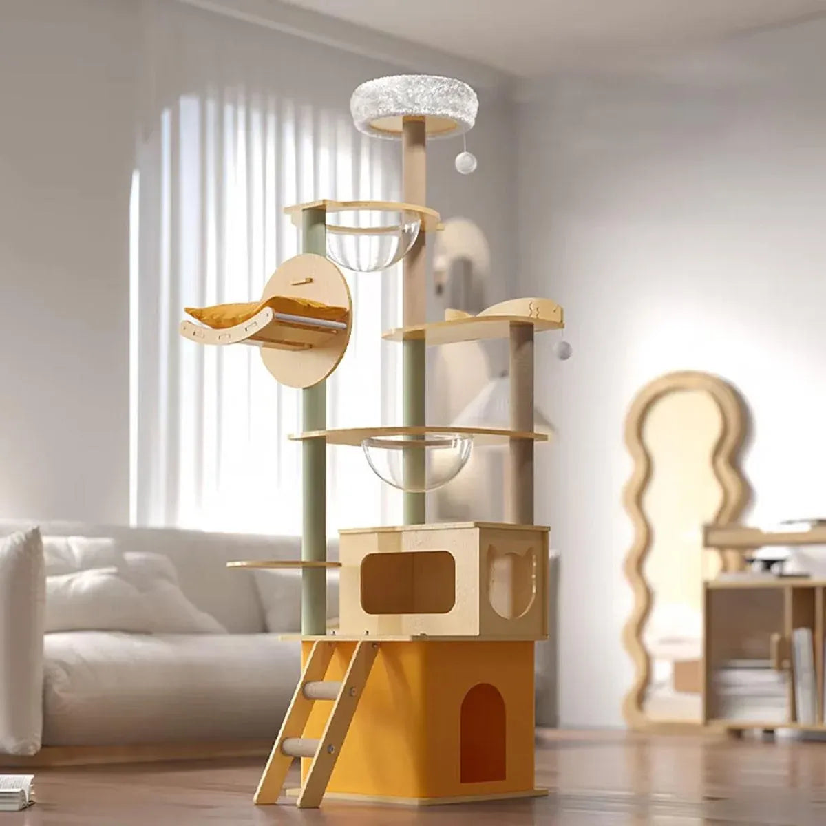 Multi Functional Cat Climbing Tree Tower Stand House Furniture Activity Center - Green
