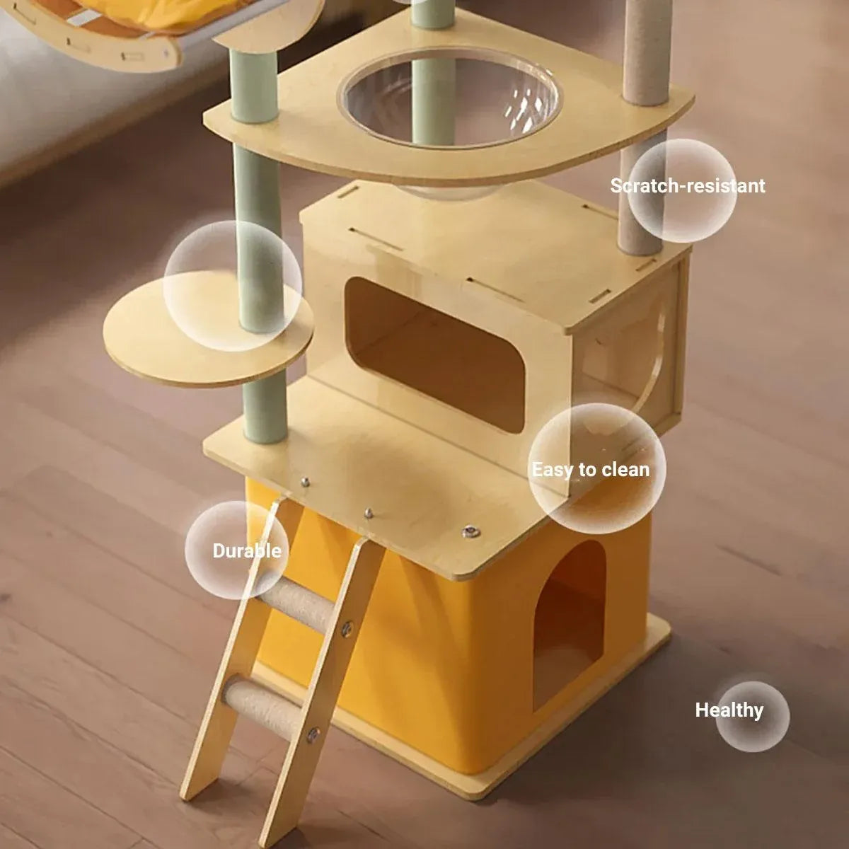 Multi Functional Cat Climbing Tree Tower Stand House Furniture Activity Center - Green