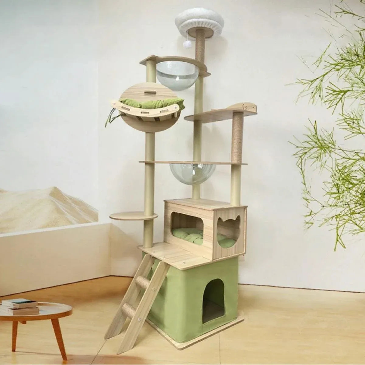 Multi Functional Cat Climbing Tree Tower Stand House Furniture Activity Center - Green