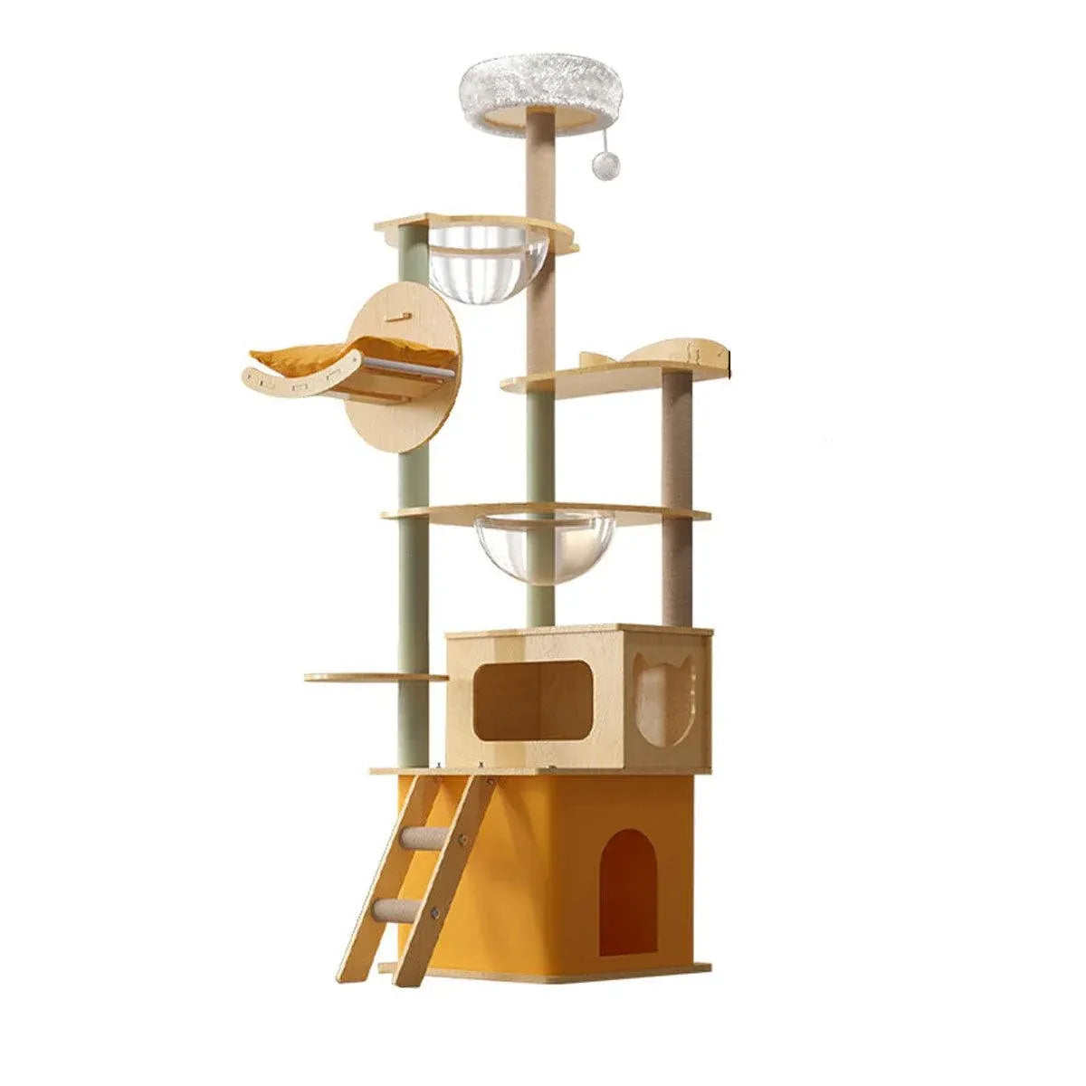 Multi Functional Cat Climbing Tree Tower Stand House Furniture Activity Center - Yellow