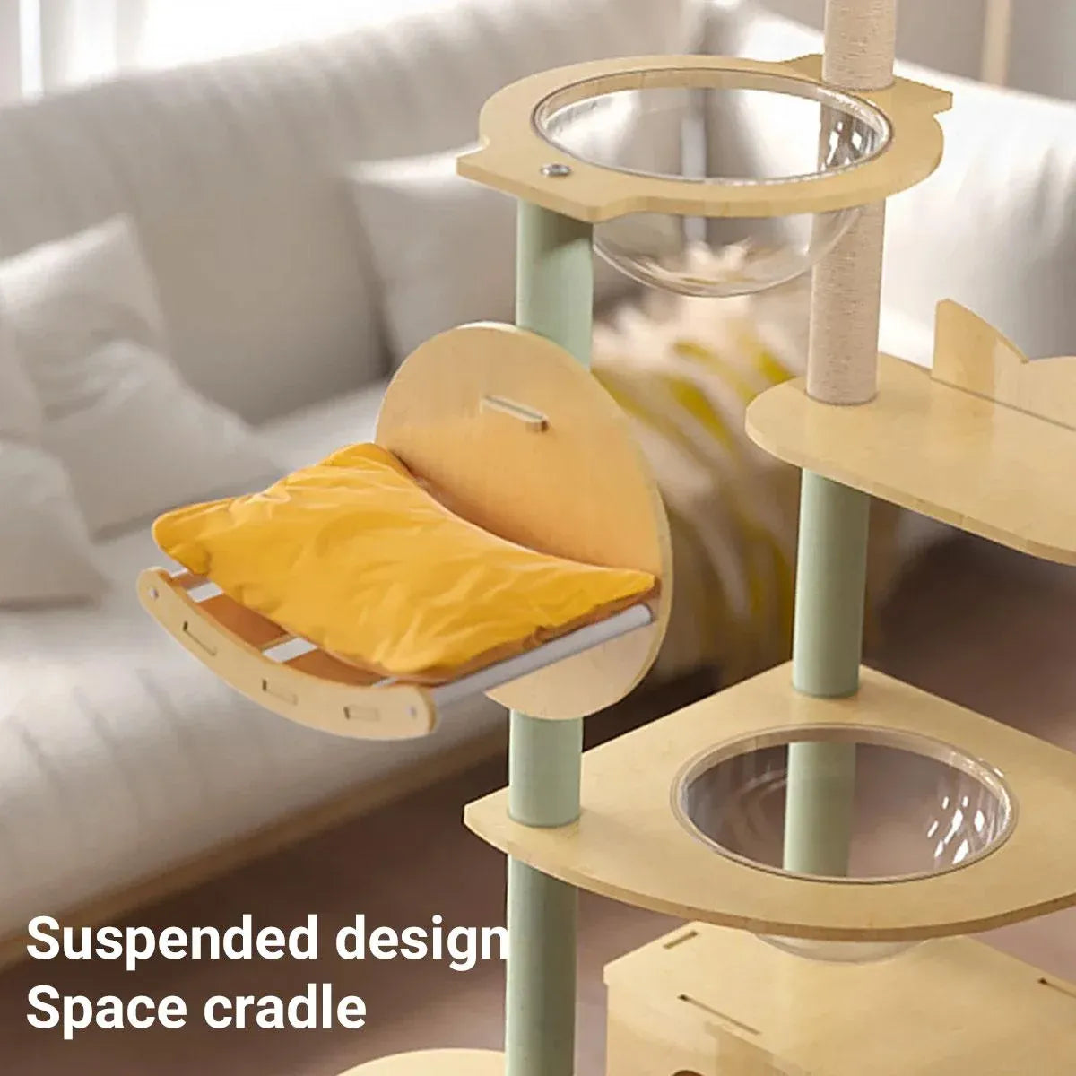 Multi Functional Cat Climbing Tree Tower Stand House Furniture Activity Center - Yellow