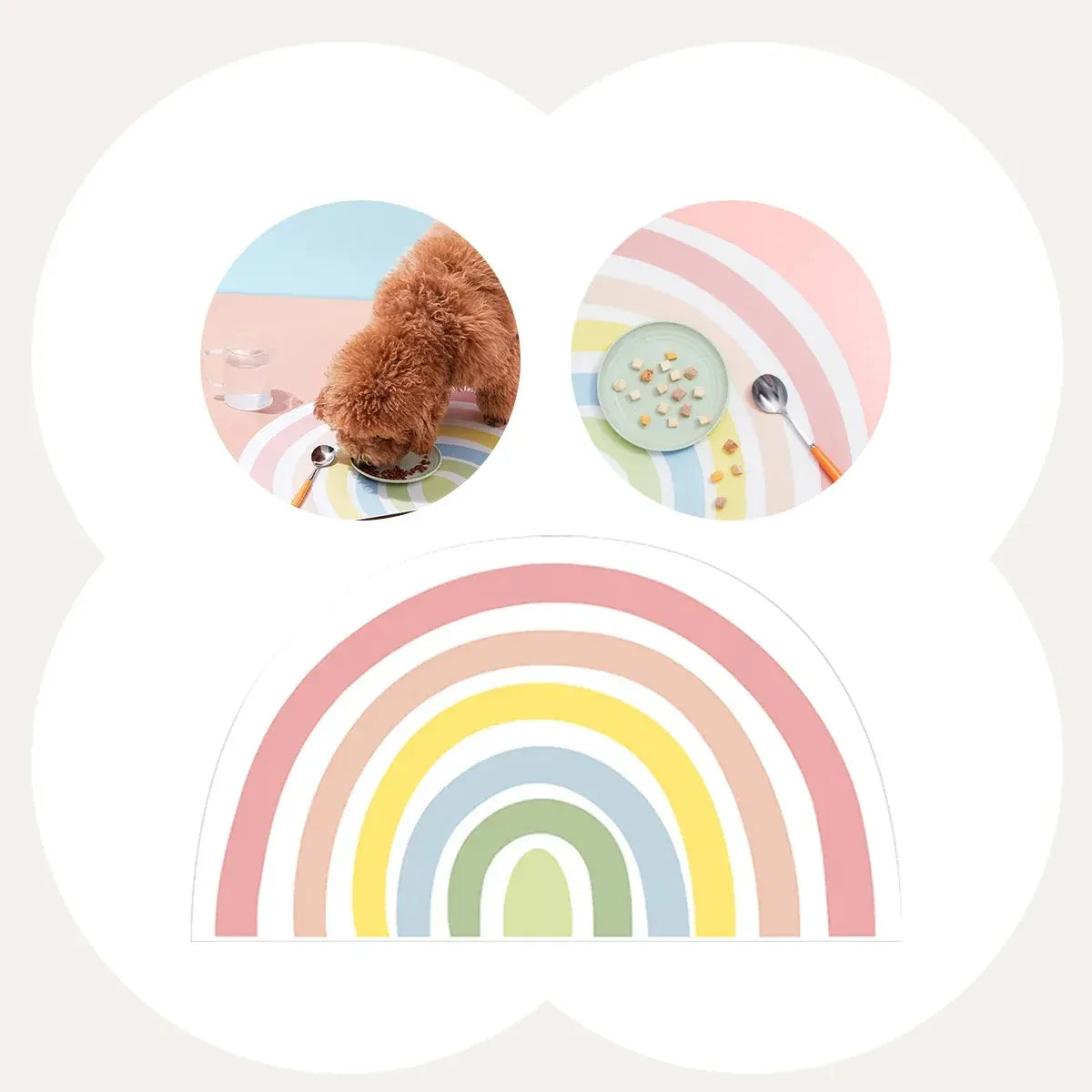 Rainbow Pet Food Mat Waterproof Non Slip Dog Cat Bowl Placemat PU