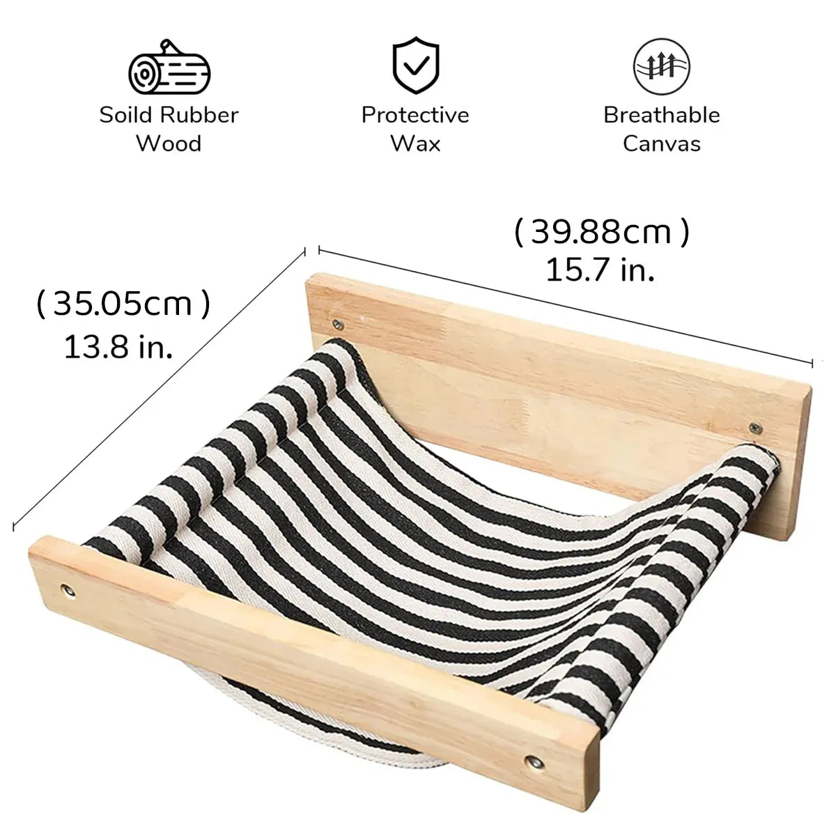 Solid Wood Wall Mounted Cat Hammock Pet Bed for Indoor Cats