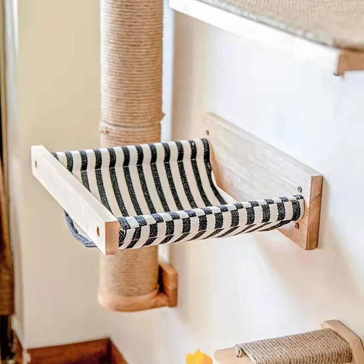 Solid Wood Wall Mounted Cat Hammock Pet Bed for Indoor Cats