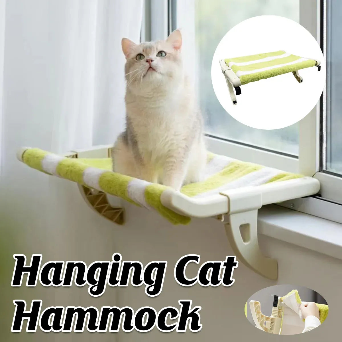 Hanging Cat Hammock Bed Durable for Window Indoor Pet Sleeping