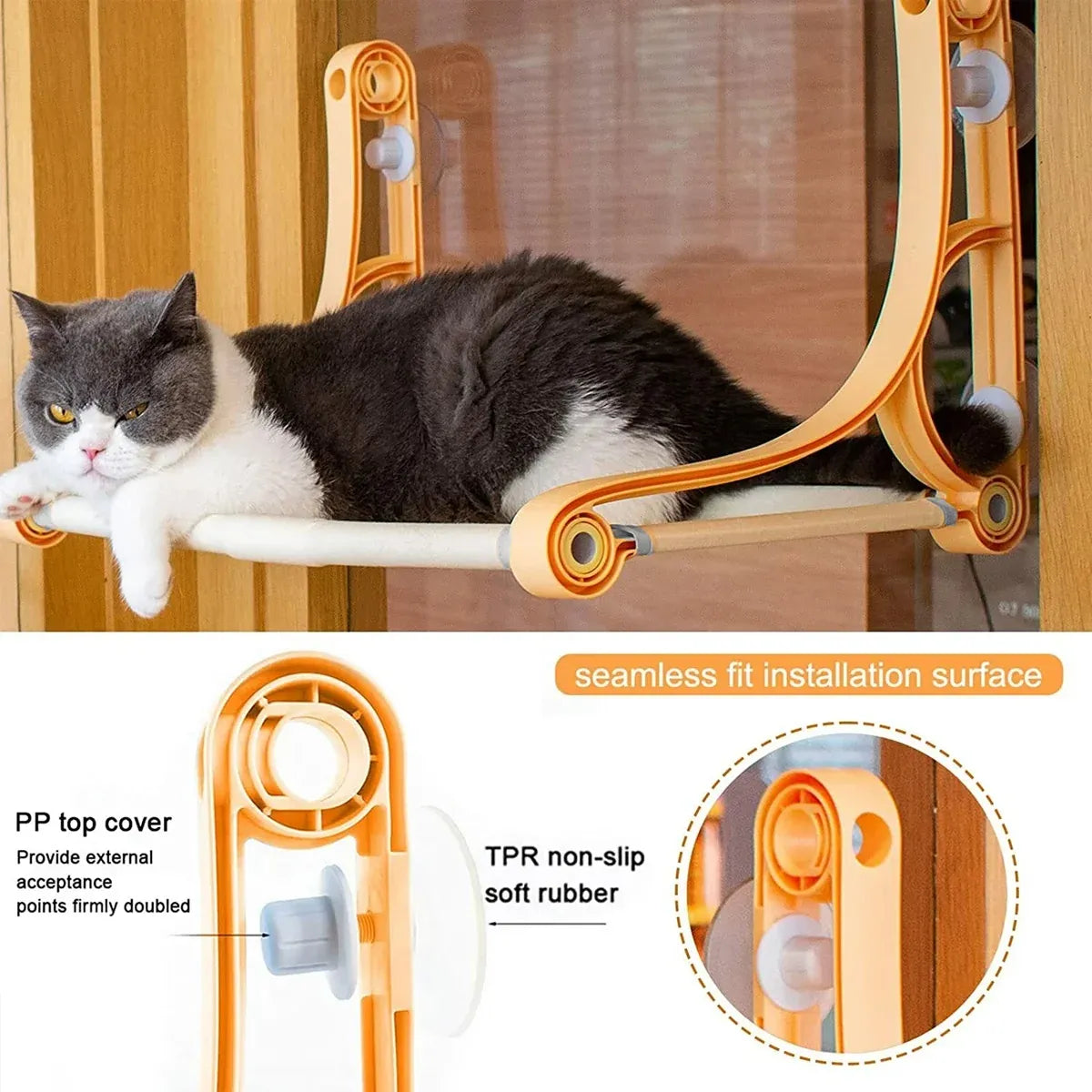 Cat Hammock for Wall Window Glass Suction Cup Style Comfortable Space Saving - Blue