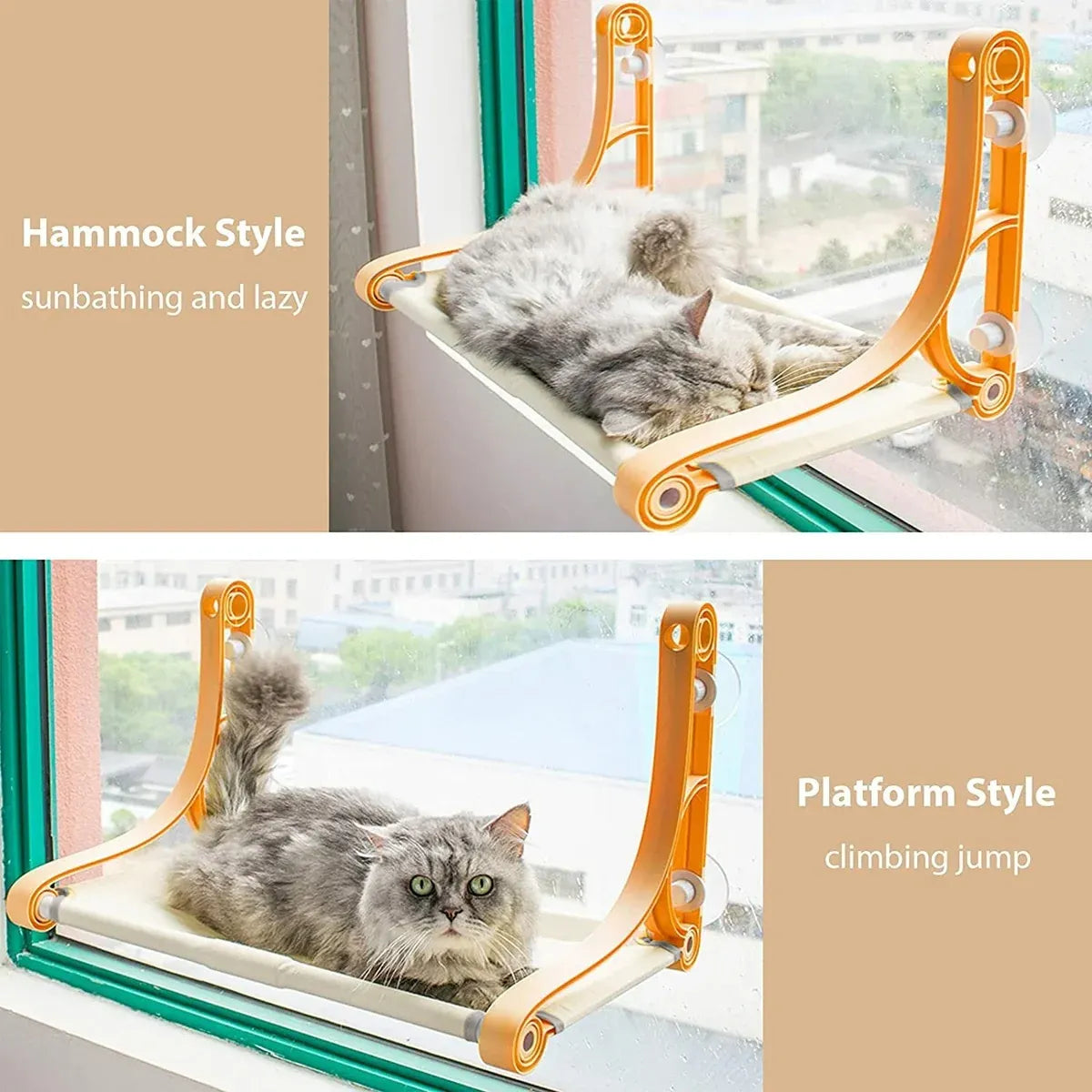 Cat Hammock for Wall Window Glass Suction Cup Style Comfortable Space Saving - Blue