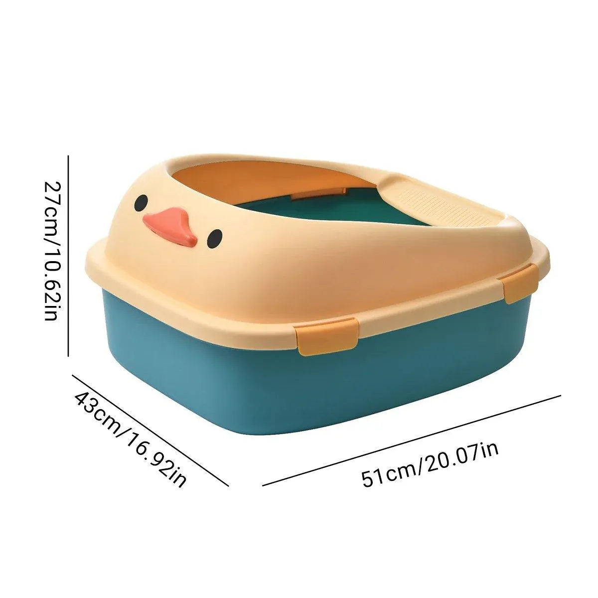 Large Cat Litter Box Semi Enclosed Anti Splash Durable Plastic Open Circulation - Blue