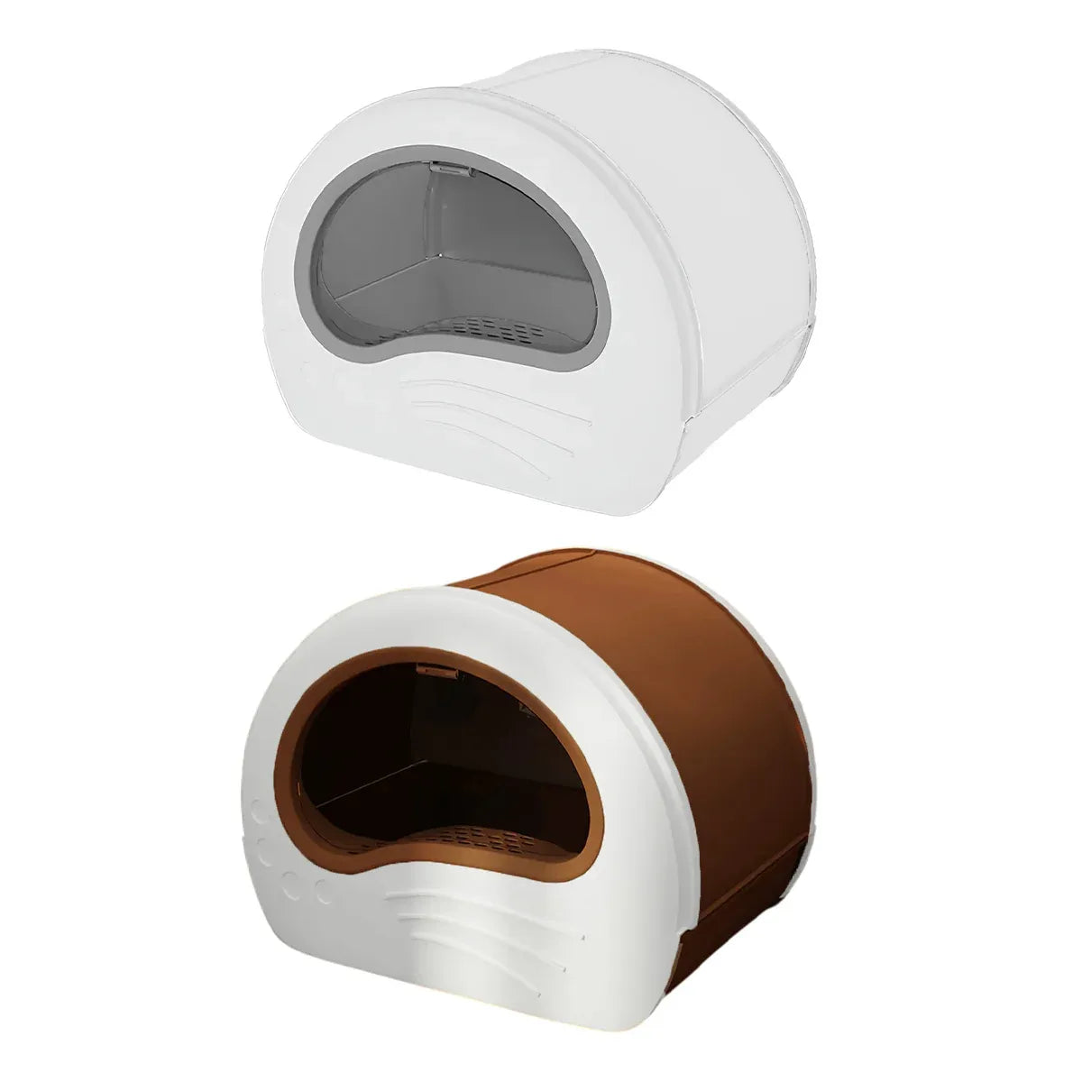 Large Fully Enclosed Cat Litter Box Pet Toilet Odour Control Easy Clean Tray - Coffee