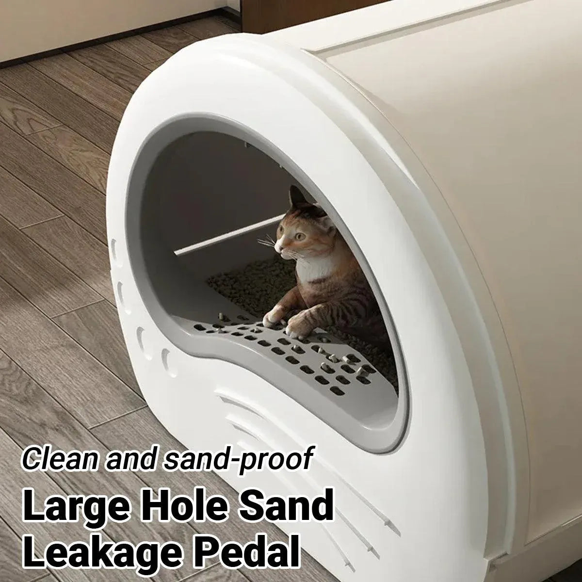 Large Fully Enclosed Cat Litter Box Pet Toilet Odour Control Easy Clean Tray - Coffee