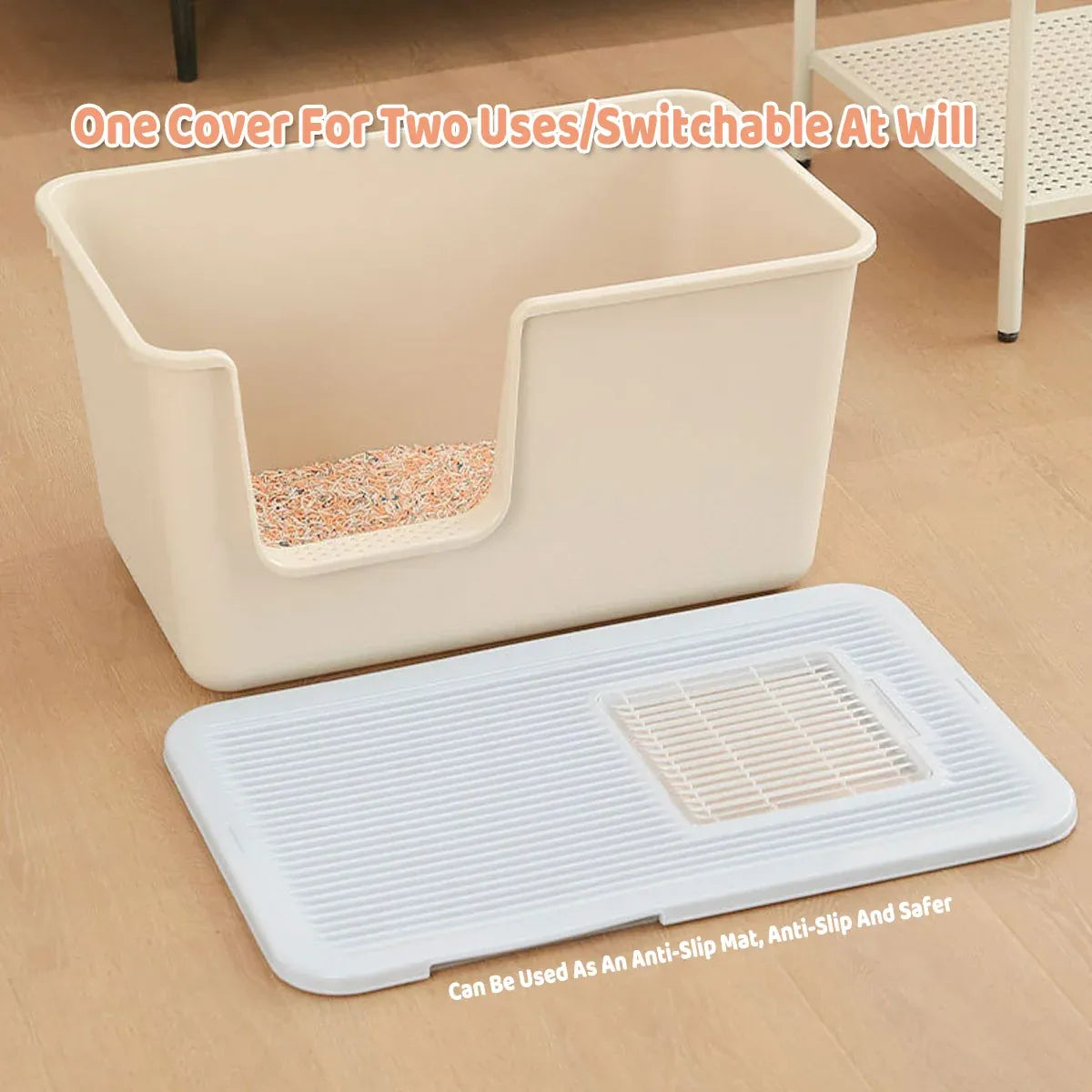 Cat Litter Box Large Semi Milk Coffee Colour Toilet High Sided Odour Control