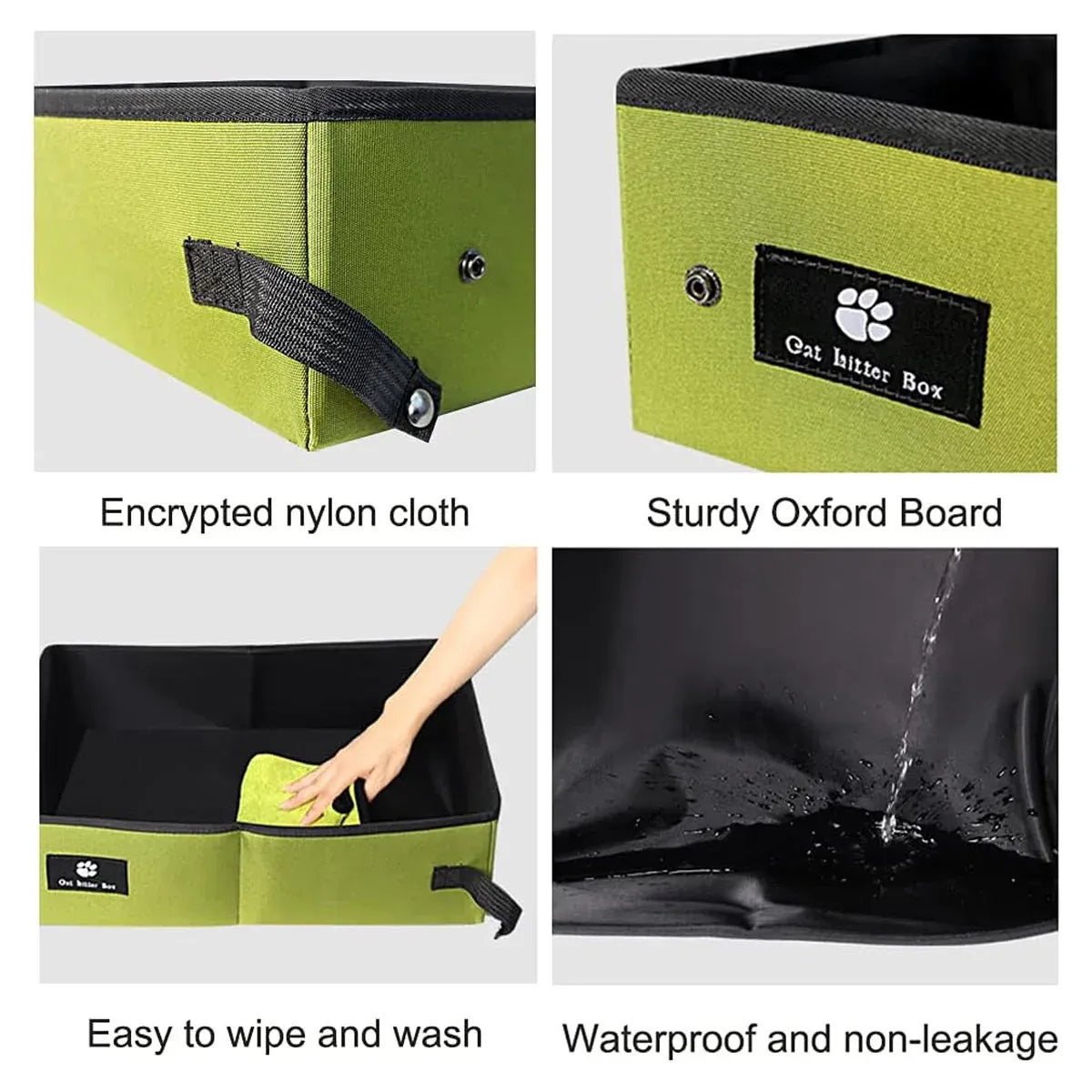 Portable Cat Litter Box Foldable Green Travel Toilet for Car Outdoor Pet Use