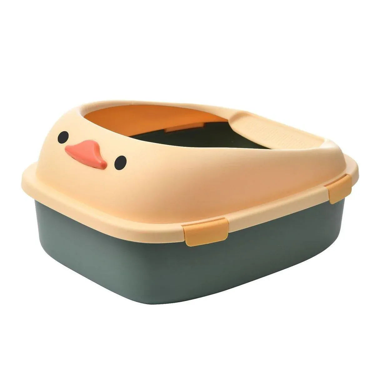 Large Cat Litter Box Semi Enclosed Anti Splash Durable Plastic Open Circulation - Green