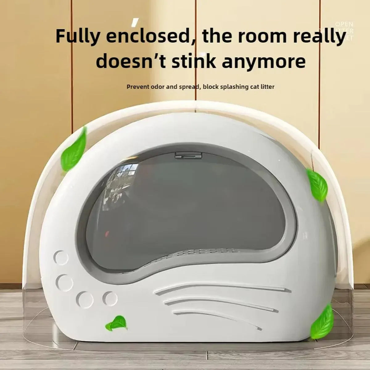 Large Fully Enclosed Cat Litter Box Pet Toilet Odour Control Easy Clean Tray - White