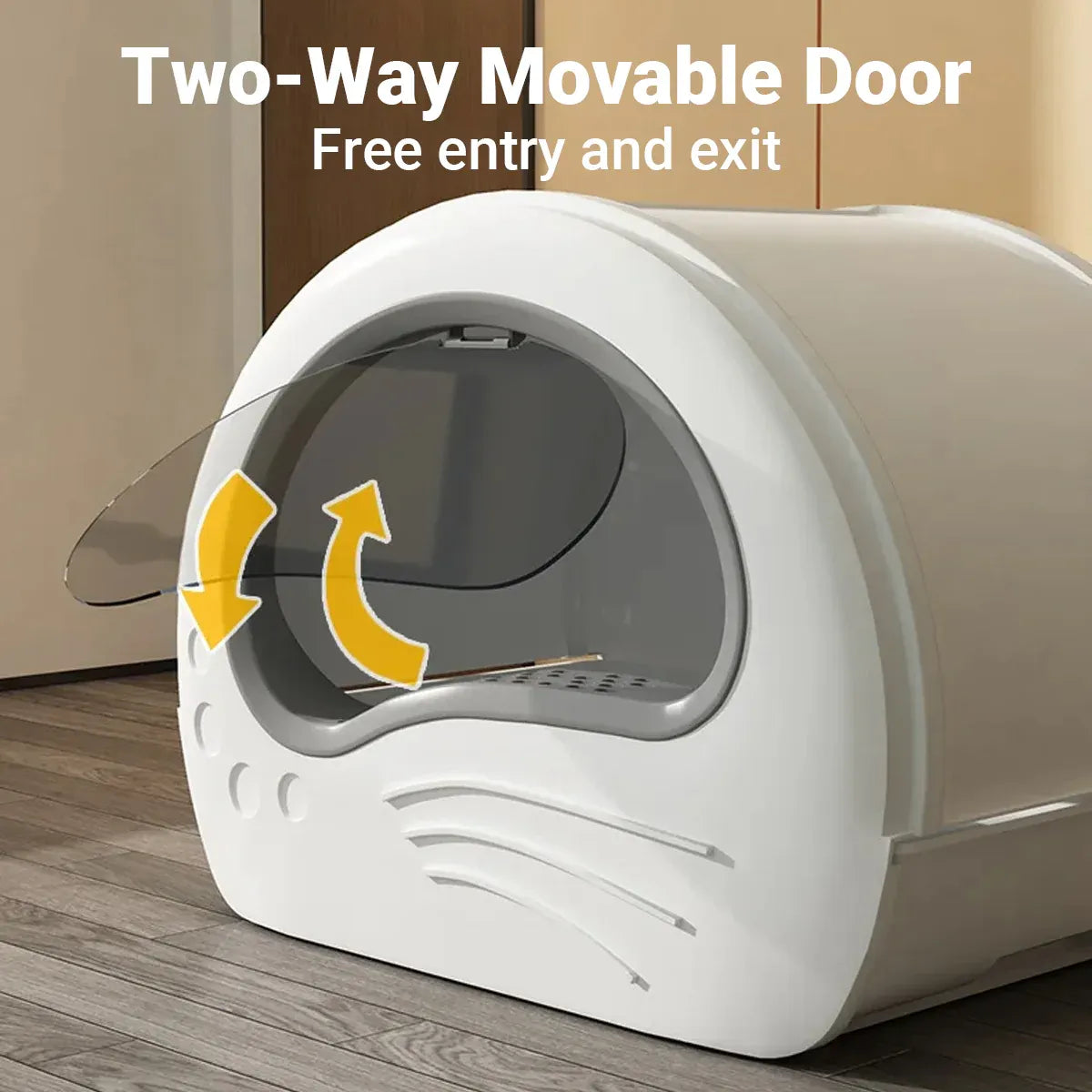 Large Fully Enclosed Cat Litter Box Pet Toilet Odour Control Easy Clean Tray - White