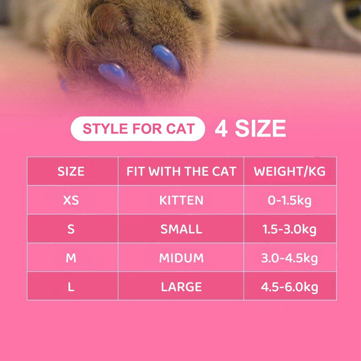 100PCS Anti Scratch Paw Covers for Cats and Kittens Nail Protector Soft Paw - Shiny-XS