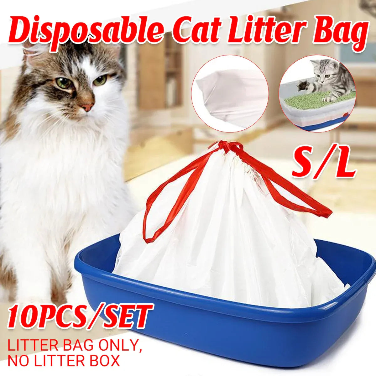 10 PCS Disposable Pet Waste Bags Cat Litter Bags Thickened Heavy Duty Leakproof - S
