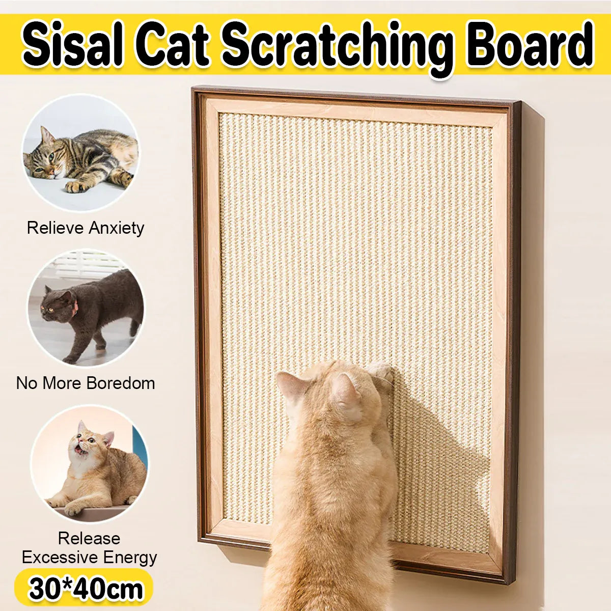 Sisal Cat Scratching Board Durable Space Saving for Indoor Cats Kittens Play