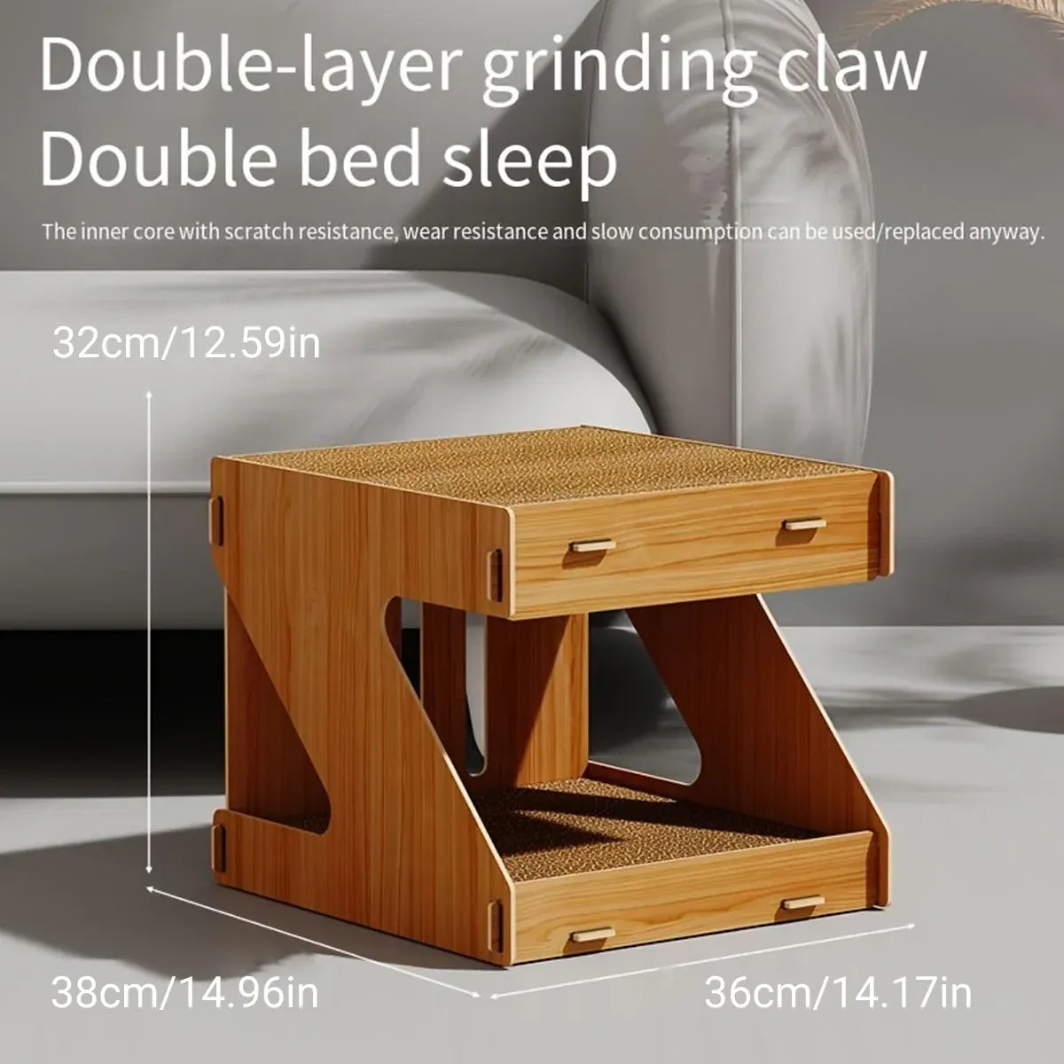 Solid Wood Cat Scratching Board Integrated Vertical Double-layer Cat House