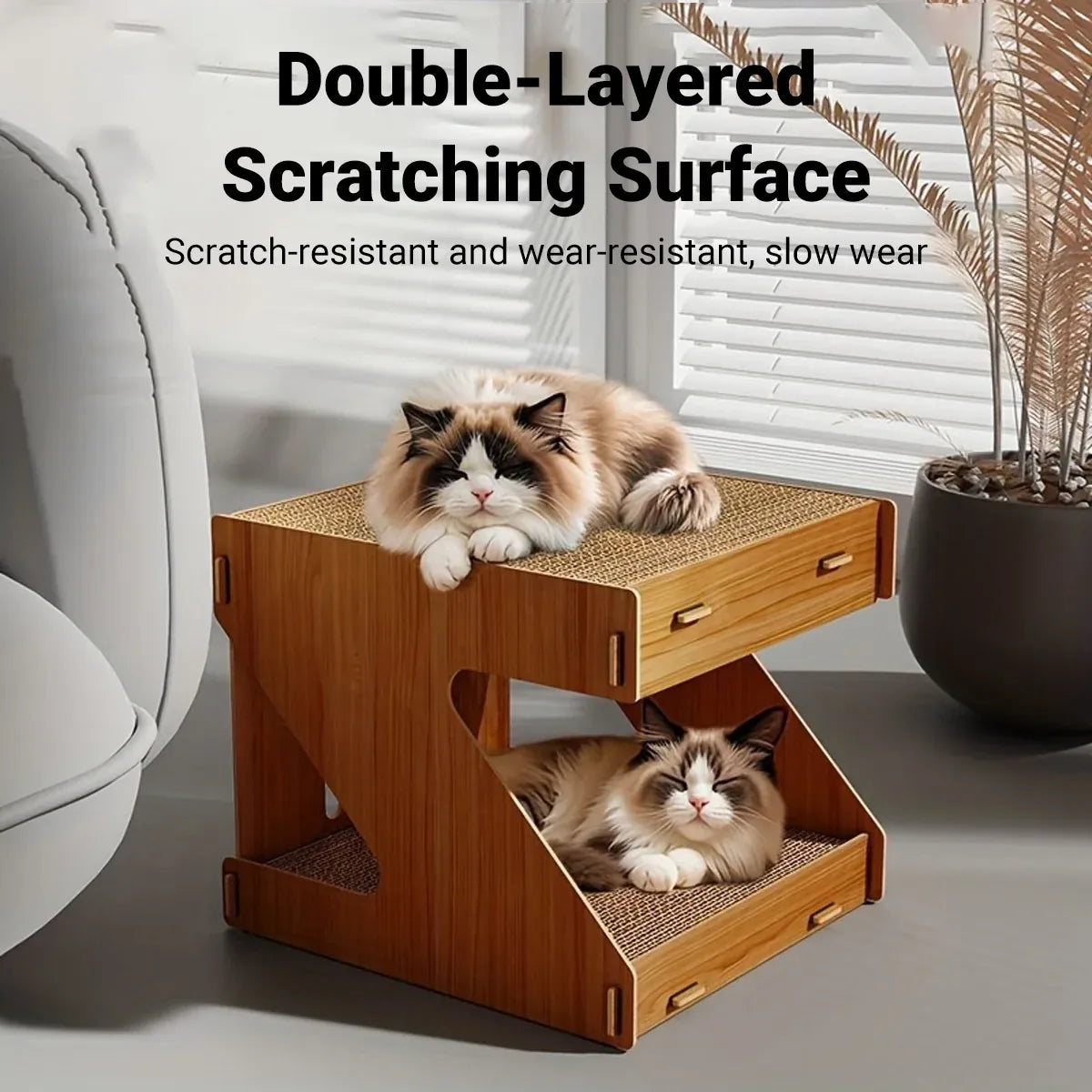 Solid Wood Cat Scratching Board Integrated Vertical Double-layer Cat House