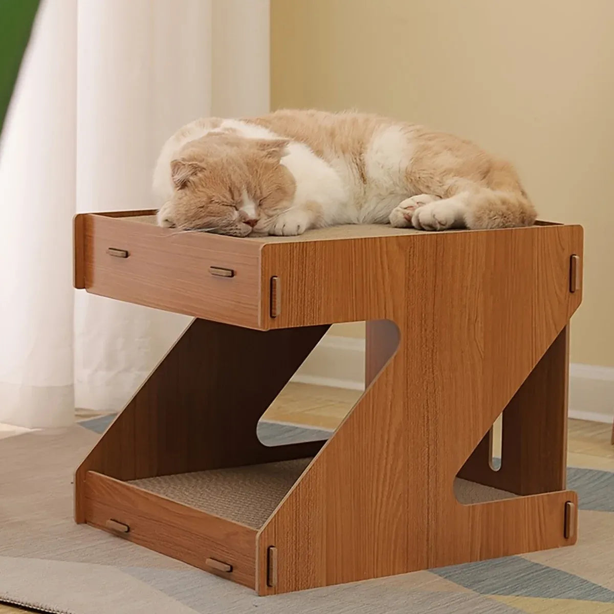 Solid Wood Cat Scratching Board Integrated Vertical Double-layer Cat House