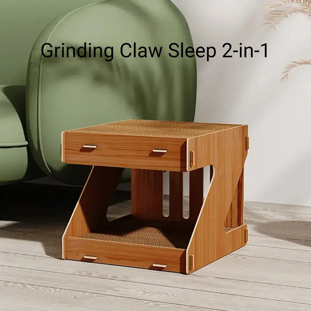 Solid Wood Cat Scratching Board Integrated Vertical Double-layer Cat House