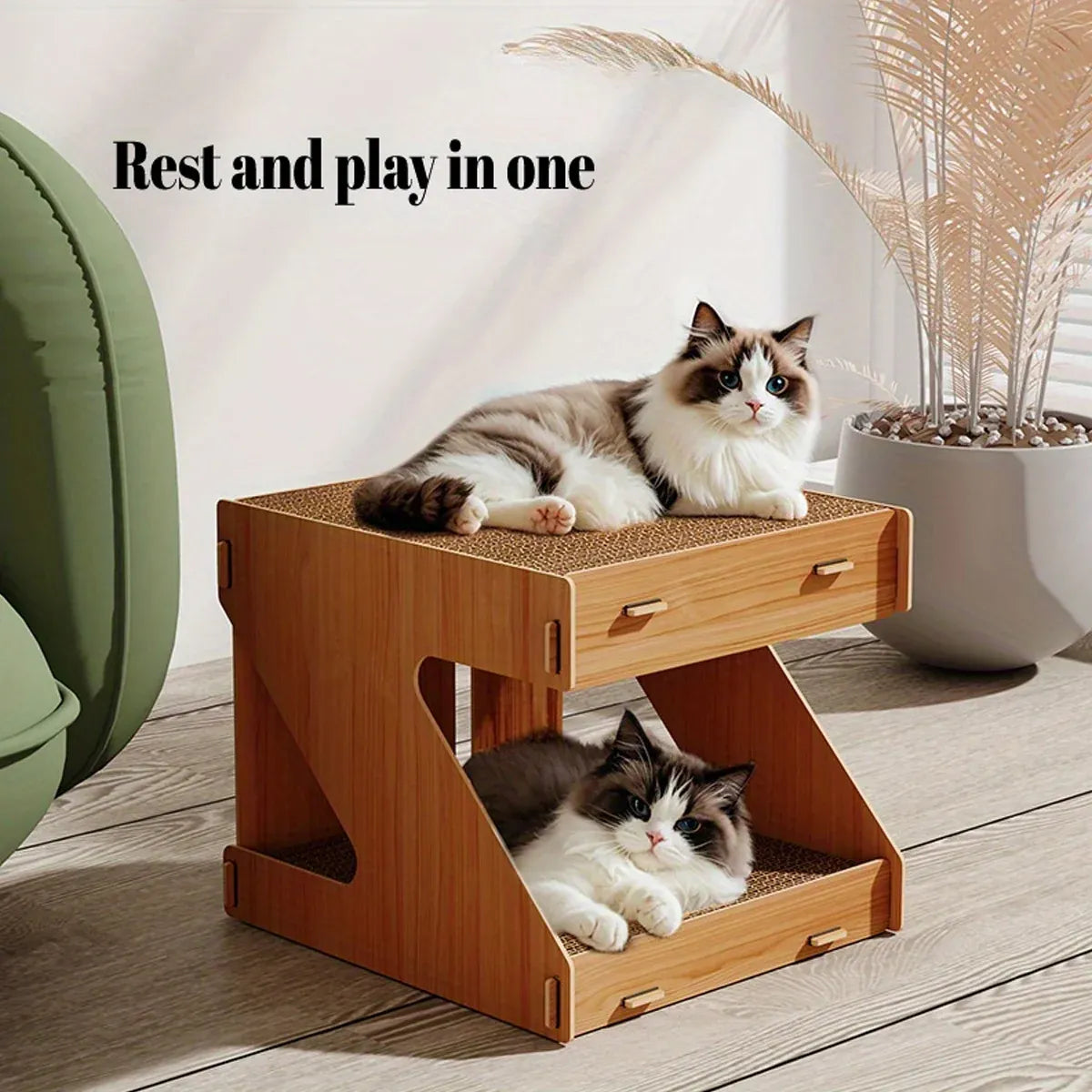 Solid Wood Cat Scratching Board Integrated Vertical Double-layer Cat House