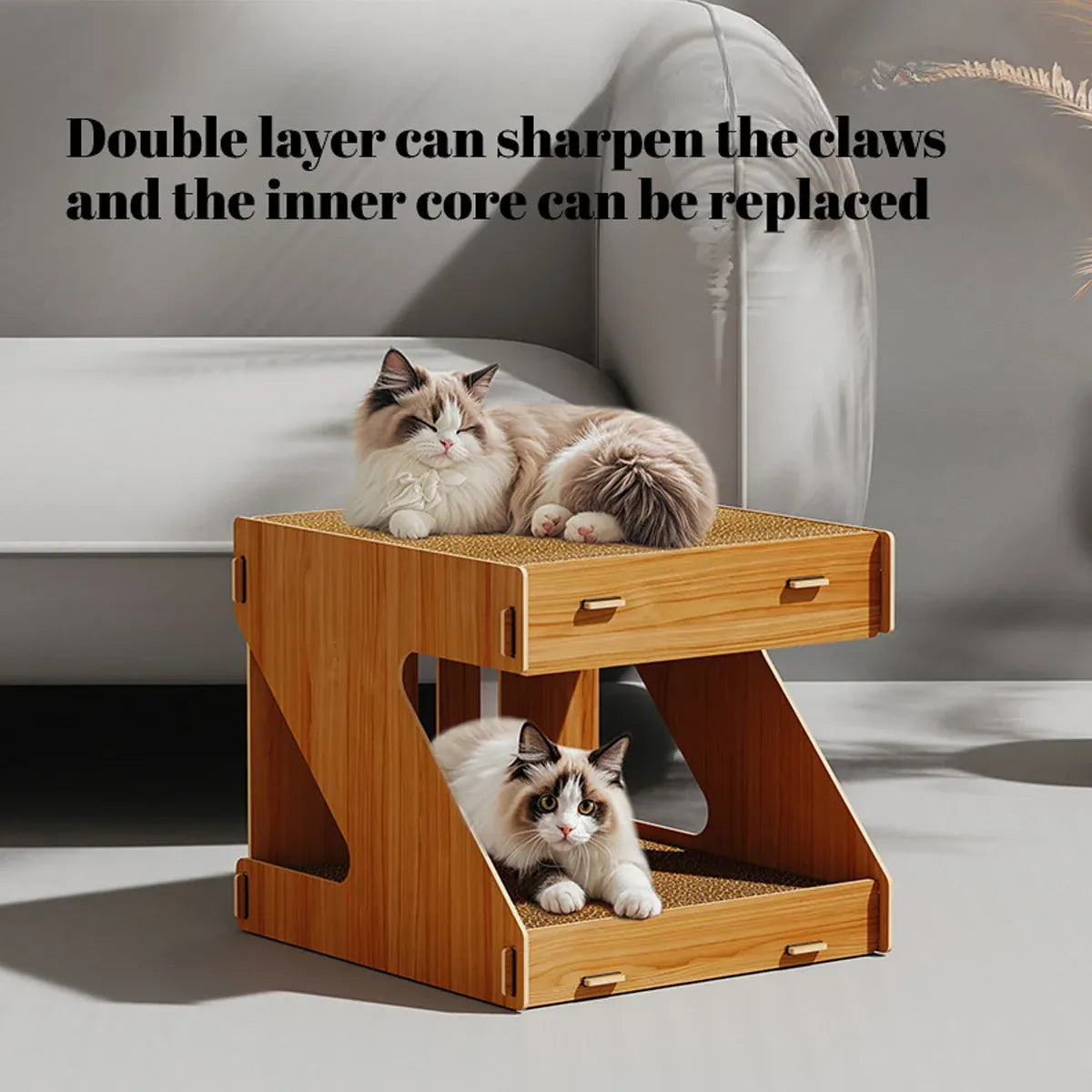 Solid Wood Cat Scratching Board Integrated Vertical Double-layer Cat House