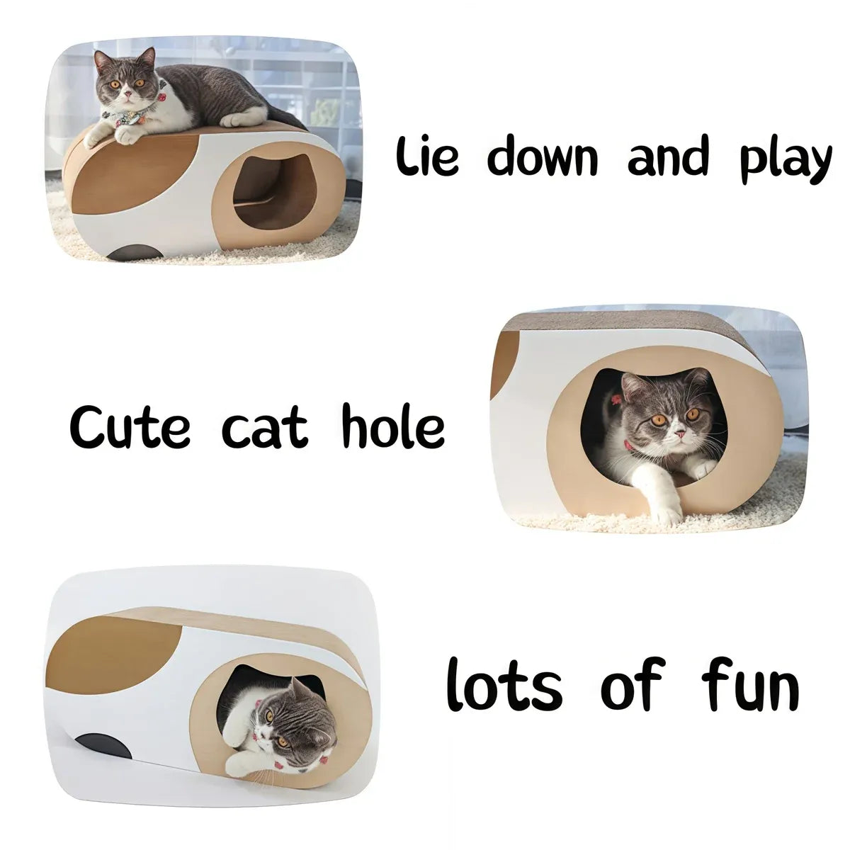 Durable Cat Tunnel Scratcher Bed Combo Interactive Toy House For Kittens Pets