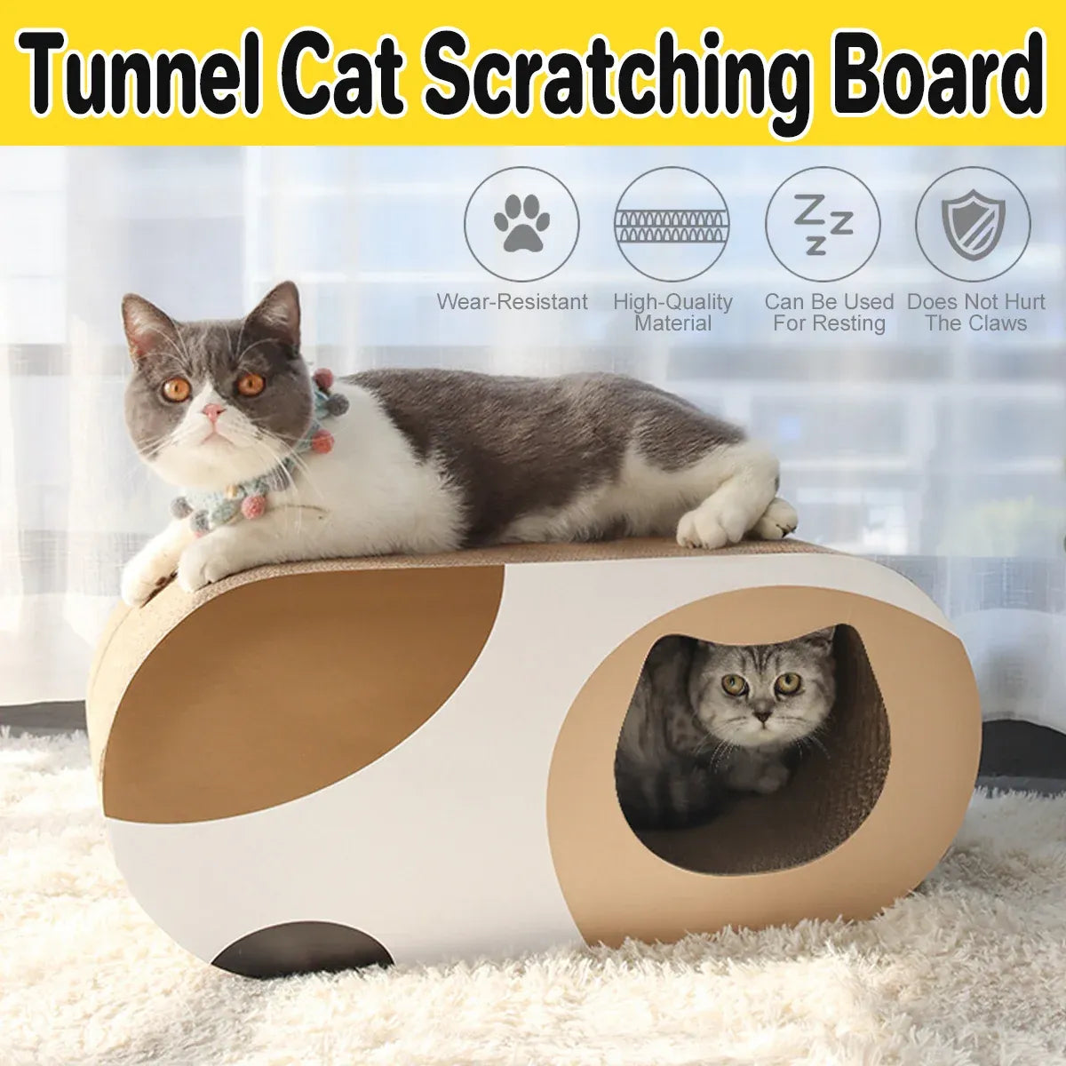 Durable Cat Tunnel Scratcher Bed Combo Interactive Toy House For Kittens Pets